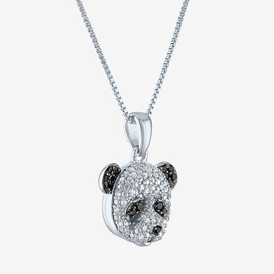 Panda (G-H / Si2-I1) Womens 1/10 CT. T.W. Natural Black Diamond Sterling Silver 18 Inch Pendant Necklace
