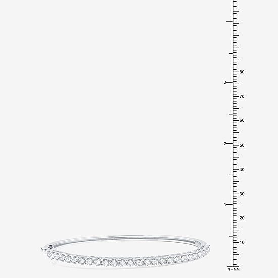 (G / Si1-Si2) Womens 3 CT. T.W. Lab Grown White Diamond Sterling Silver Round Bangle Bracelet