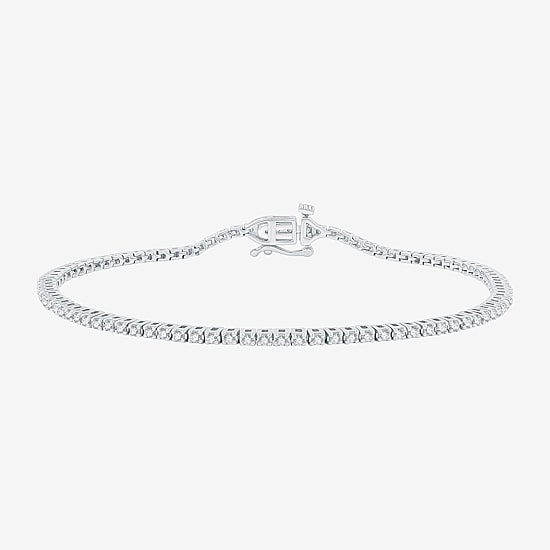 (G / Si1-Si2) Womens 1 CT. T.W. Lab Grown White Diamond Sterling Silver 7.5 Inch Tennis Bracelet