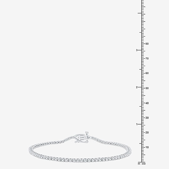 (G / Si1-Si2) Womens 1 CT. T.W. Lab Grown White Diamond Sterling Silver 7.5 Inch Tennis Bracelet