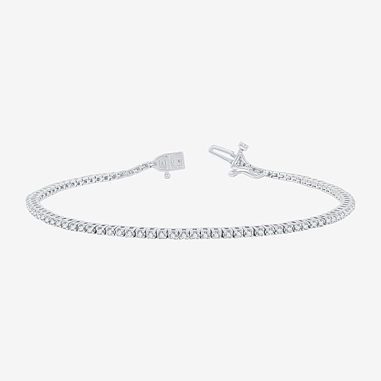 (G / Si1-Si2) Womens 1 CT. T.W. Lab Grown White Diamond Sterling Silver 7.5 Inch Tennis Bracelet