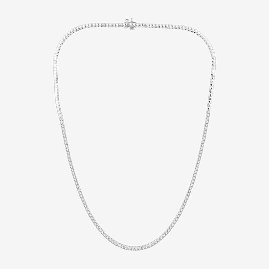(G / Si1-Si2) Womens 3 CT.T.W. Lab Grown White Diamond Sterling Silver 18 Inch Tennis Necklace