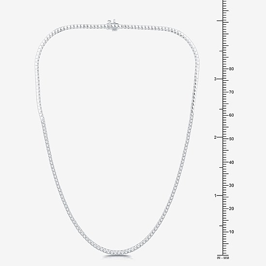 (G / Si1-Si2) Womens 3 CT.T.W. Lab Grown White Diamond Sterling Silver 18 Inch Tennis Necklace