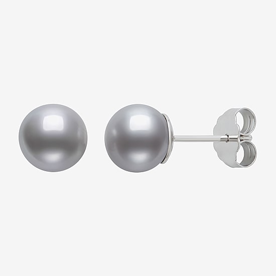 Gray Cultured Freshwater Pearl Sterling Silver 8mm Ball Stud Earrings