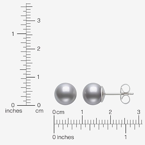 Gray Cultured Freshwater Pearl Sterling Silver 8mm Ball Stud Earrings