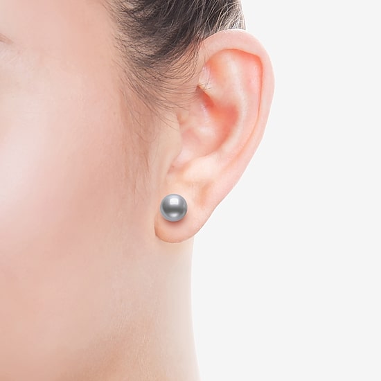 Gray Cultured Freshwater Pearl Sterling Silver 8mm Ball Stud Earrings