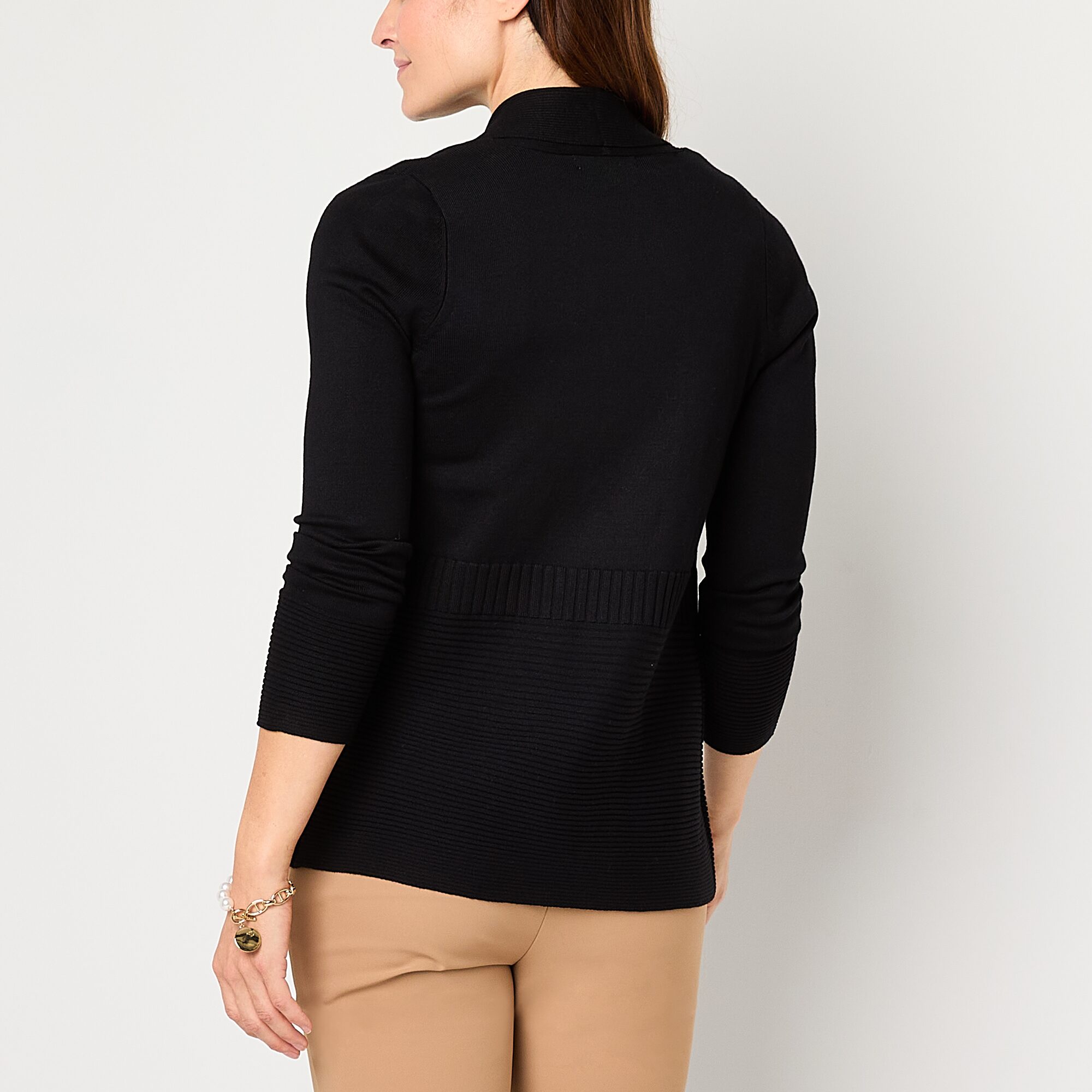 Liz Claiborne Womens Long Sleeve Open Front Tall Cardigan