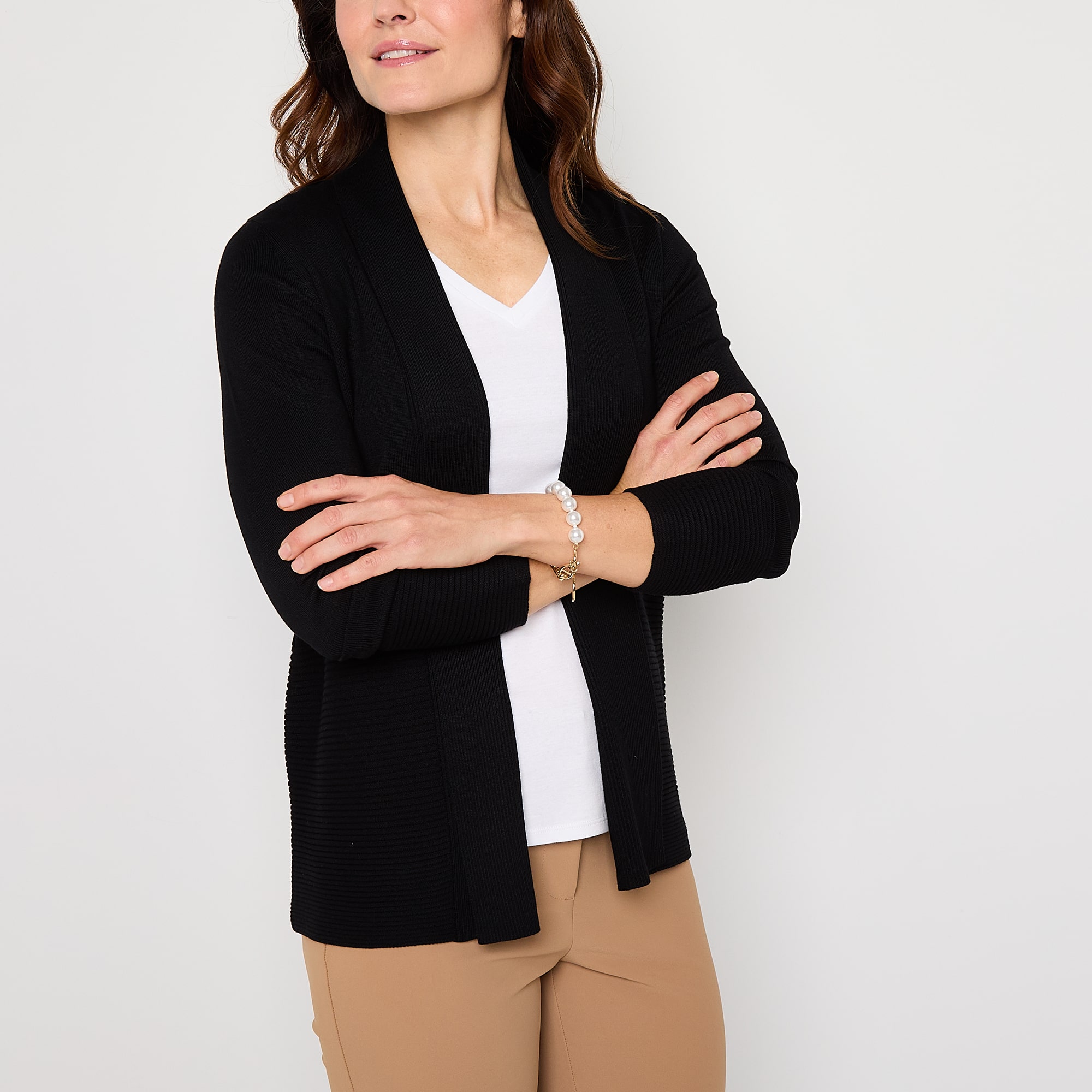 Liz Claiborne Womens Long Sleeve Open Front Tall Cardigan