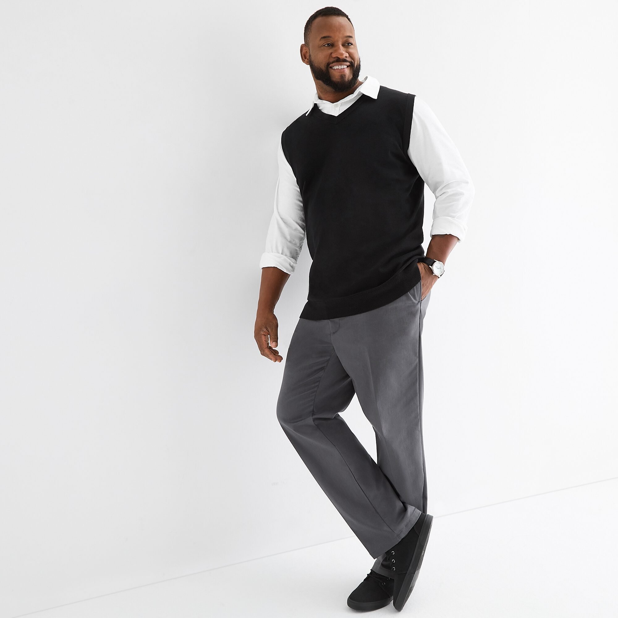 St. John's Bay Fine Gauge Mens V Neck Big and Tall Sweater Vest