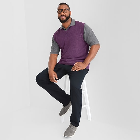 St. John's Bay Fine Gauge Mens V Neck Big and Tall Sweater Vest