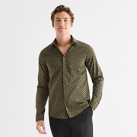 J. Ferrar Ultra Comfort Mens Long Sleeve Slim Fit Stretch Fabric Wrinkle Free Button-Down Shirt