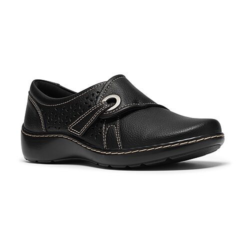Clarks Women's Cora Teagan Perforated Leather Mary Jane Flats - Black Leather