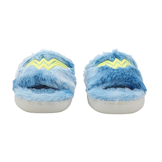 Womens Wonder Woman Faux Fur Trim Slip-On Slippers