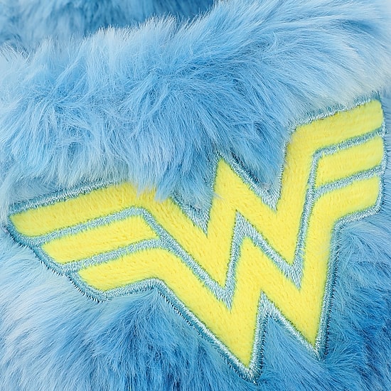 Womens Wonder Woman Faux Fur Trim Slip-On Slippers