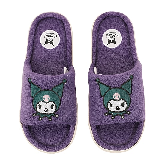 Womens Kuromi Faux Fur Trim Slip-On Slippers