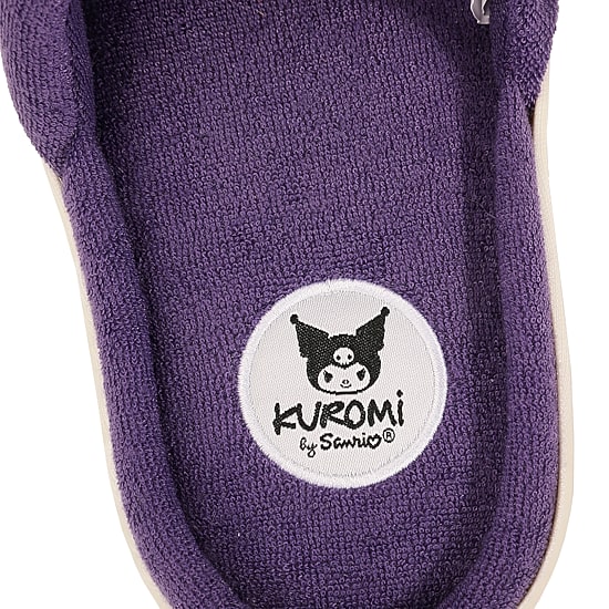 Womens Kuromi Faux Fur Trim Slip-On Slippers