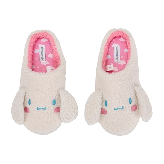 Womens Cinnamoroll Faux Fur Trim Slip-On Slippers