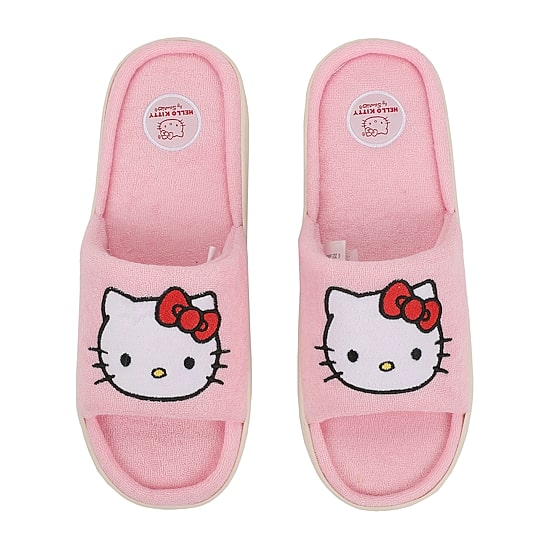 Womens Hello Kitty Faux Fur Trim Slip-On Slippers