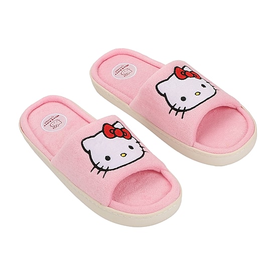 Womens Hello Kitty Faux Fur Trim Slip-On Slippers