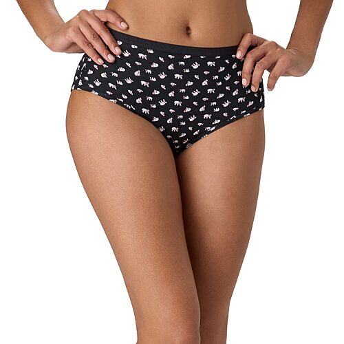 Hanes Ultimate 6+1 Bonus Pack Breathable Cotton Brief Panties Underwear 40H7CC, 9, Black