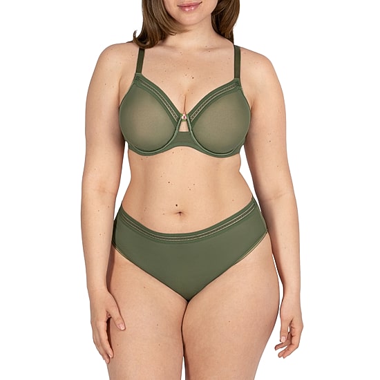 Curvy Couture Sheer Mesh Unlined Underwire Bra - 1634