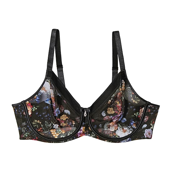 Curvy Couture Sheer Mesh Unlined Underwire Bra - 1311