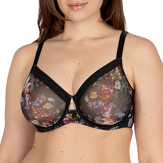 Curvy Couture Sheer Mesh Unlined Underwire Bra - 1311