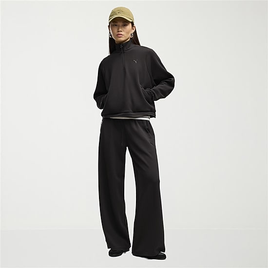 PUMA Womens Wide Leg Mid Rise Regular Fit Sweatpant