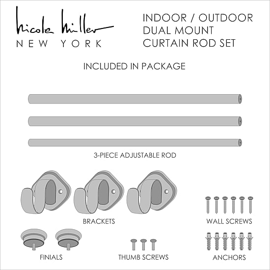 Nicole Miller Patio Country 1 IN Adjustable Curtain Rod