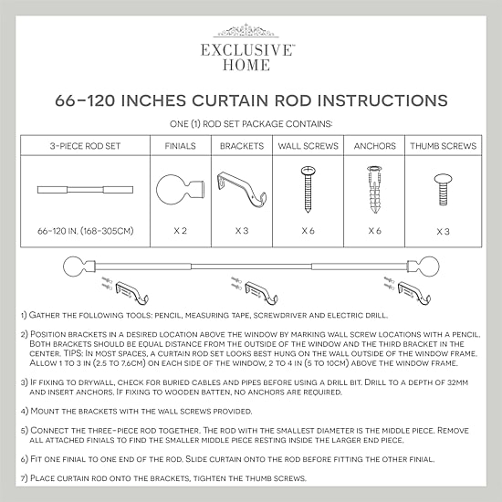 Exclusive Home Curtains Rope Knots 1 IN Adjustable Curtain Rod