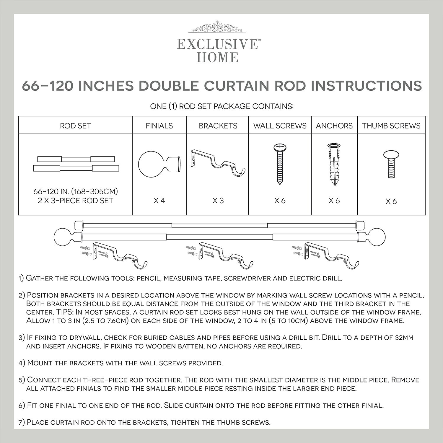 Exclusive Home Curtains Topper/Topper Double Curtain Rod