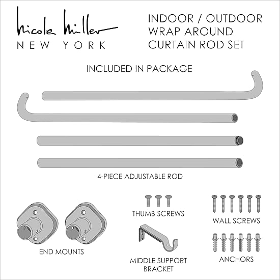 Nicole Miller Patio Country 1 IN Adjustable Curtain Rod