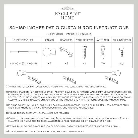 Exclusive Home Curtains Napoleon 1 IN Adjustable Curtain Rod