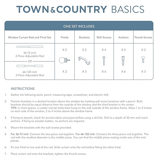 Town And Country Modern Sphere 1 IN Adjustable Curtain Rod