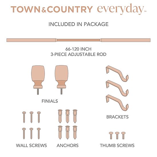 Town And Country Smooth Edge Cylinder 1 IN Adjustable Curtain Rod