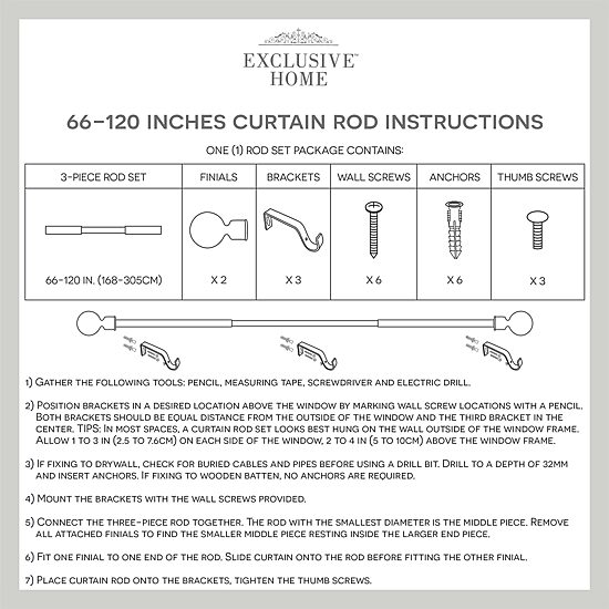 Exclusive Home Curtains Peony 1 IN Adjustable Curtain Rod