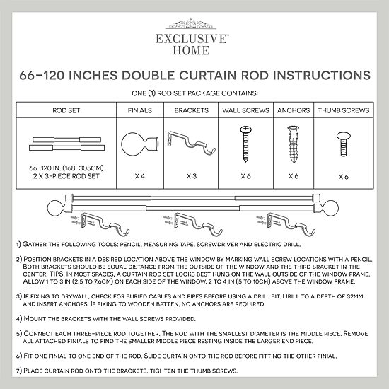 Exclusive Home Curtains Ogee/Topper Double Double Curtain Rod