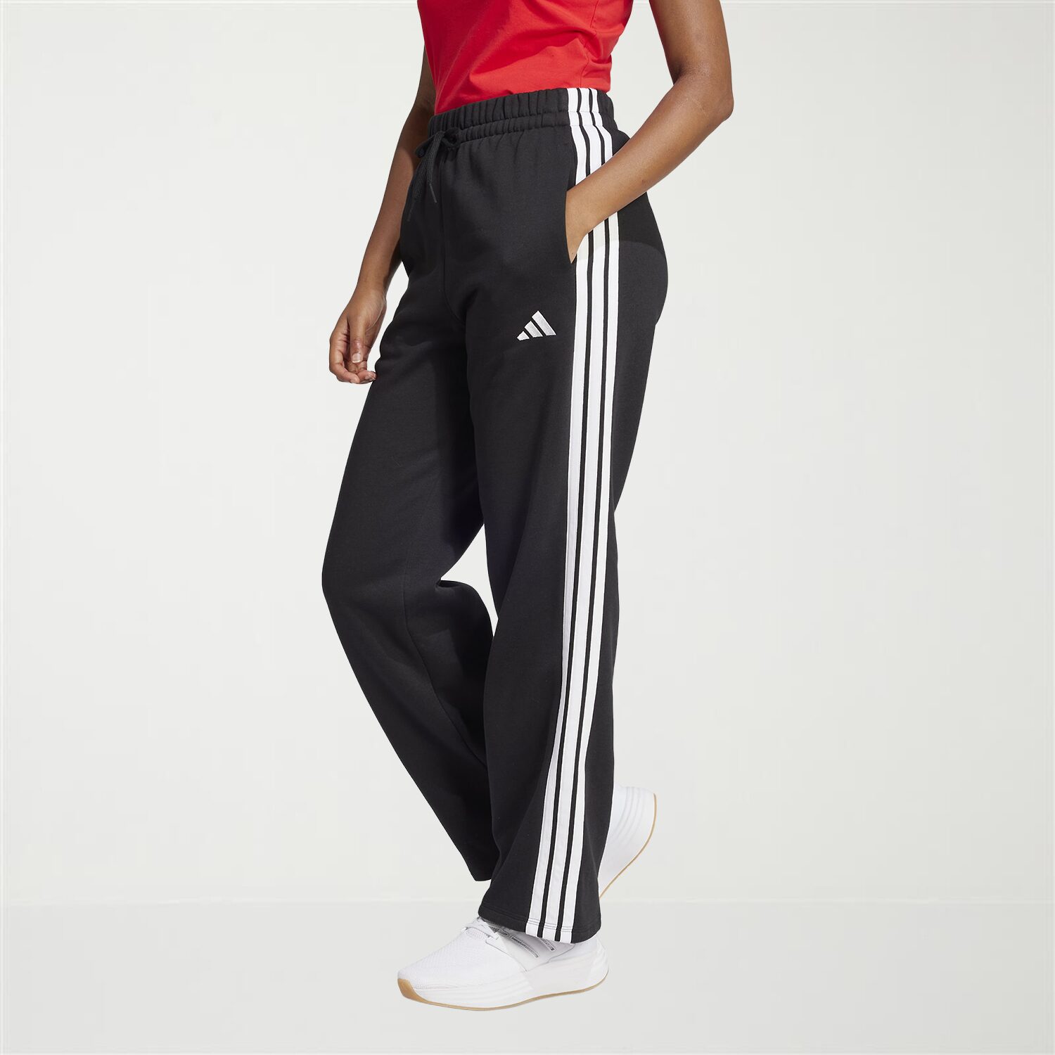 adidas Womens Wide Leg Mid Rise Regular Fit Fleece Sweatpant