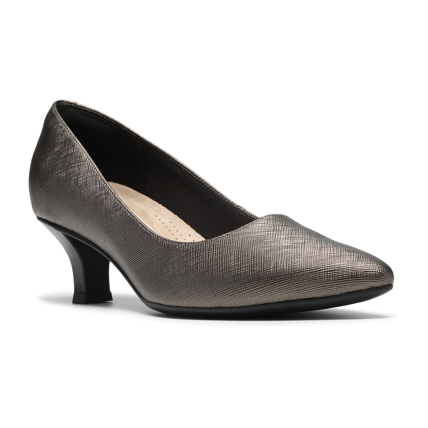 Clarks Kepley Womens Pointed Closed Toe Stacked Heel Pumps