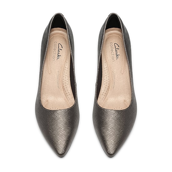 Clarks Kepley Womens Pointed Closed Toe Stacked Heel Pumps