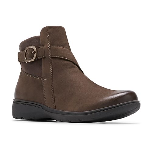 Clarks Collection Women's Carleigh Angie Round Toe Booties - Mushroom Combo Nubuck