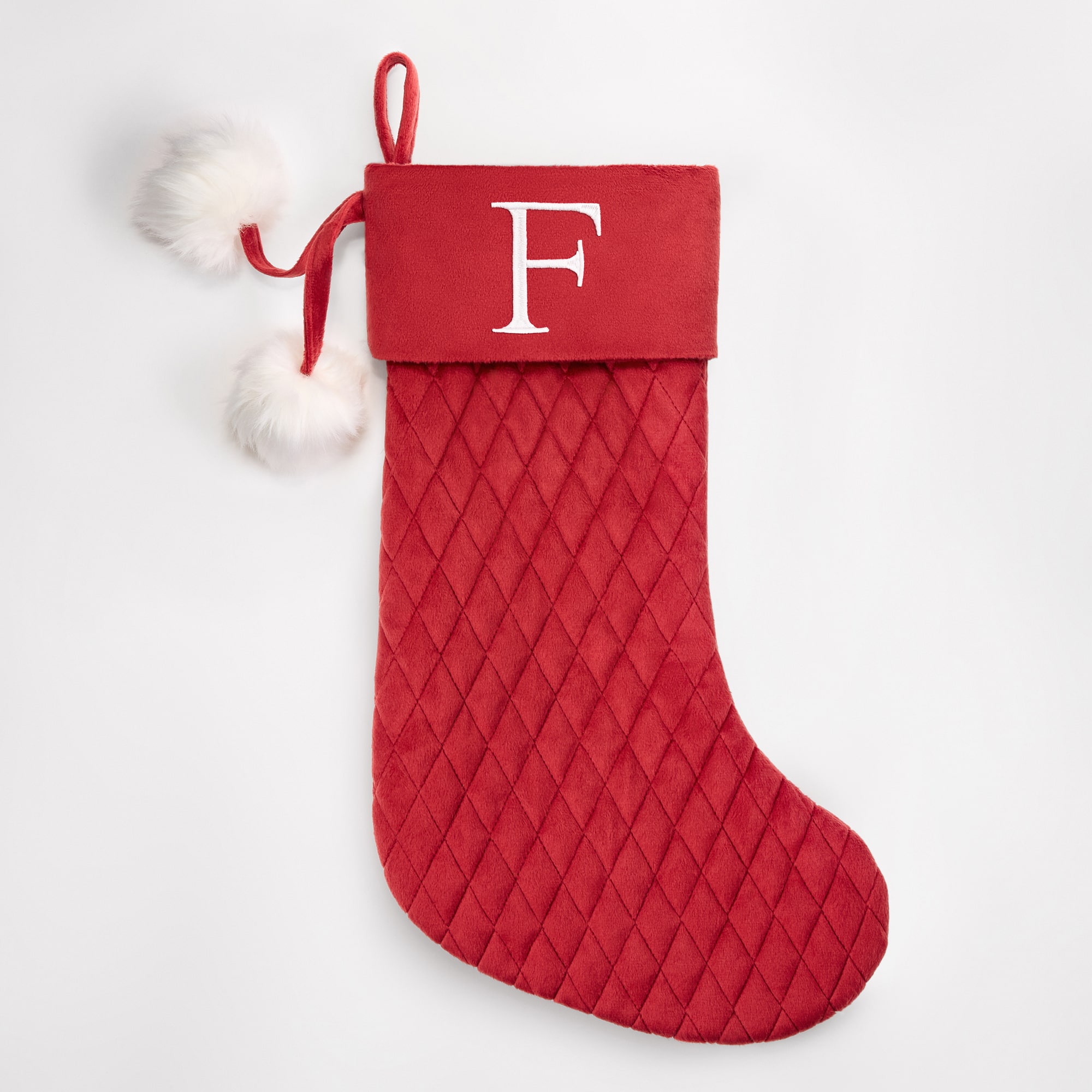 North Pole Trading Co. Quilted Velvet Monogram Stocking F Christmas Stocking
