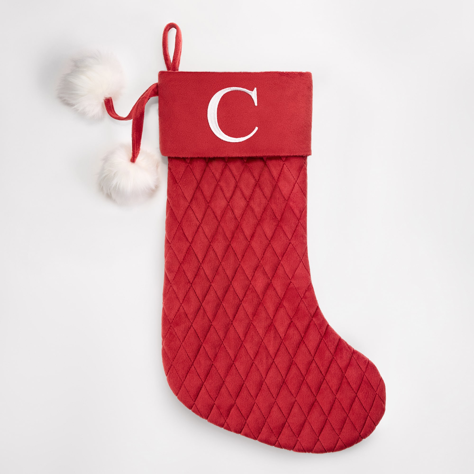North Pole Trading Co. Quilted Velvet Monogram Stocking C Christmas Stocking