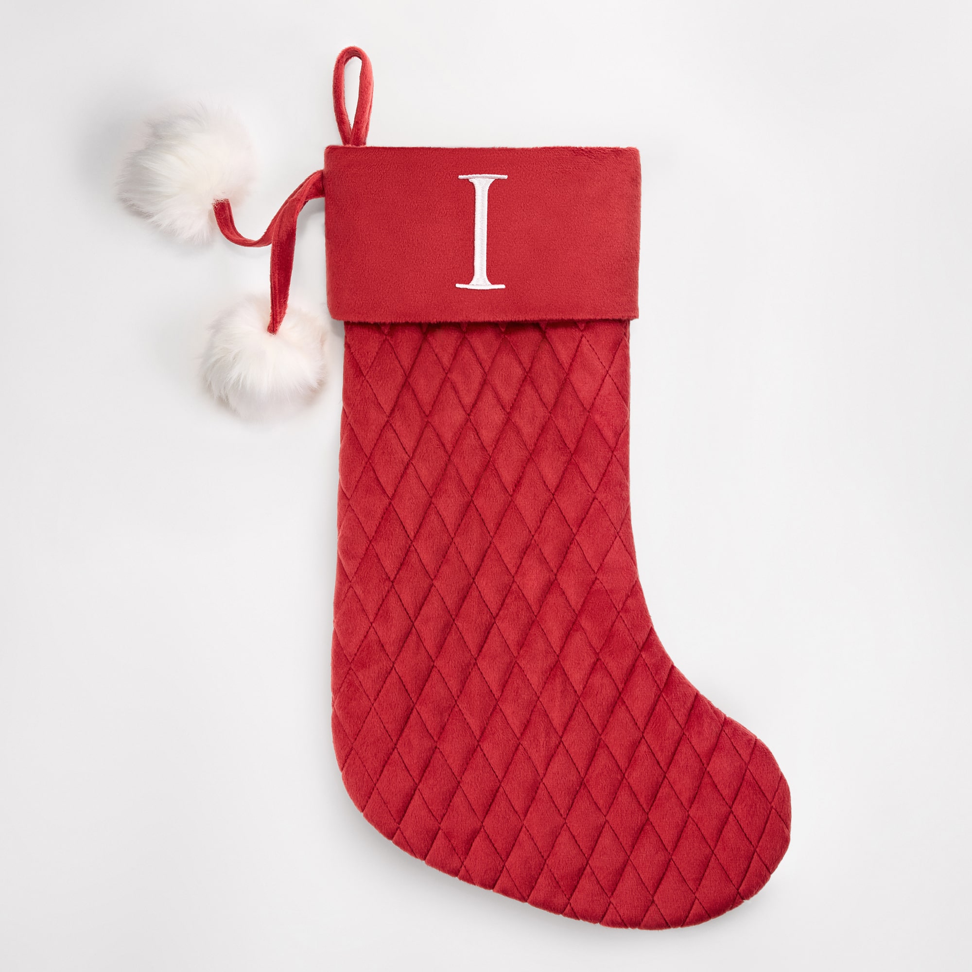 North Pole Trading Co. Quilted Velvet Monogram Stocking I Christmas Stocking