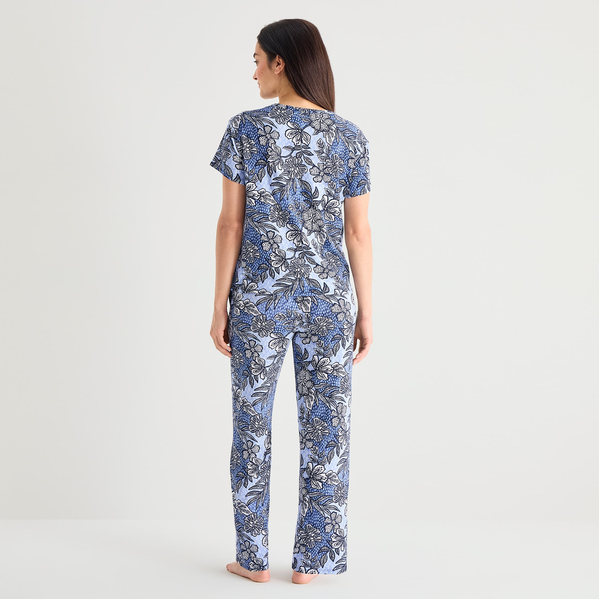 Jaclyn Womens Crew Neck Short Sleeve 2-pc. Pajama Set