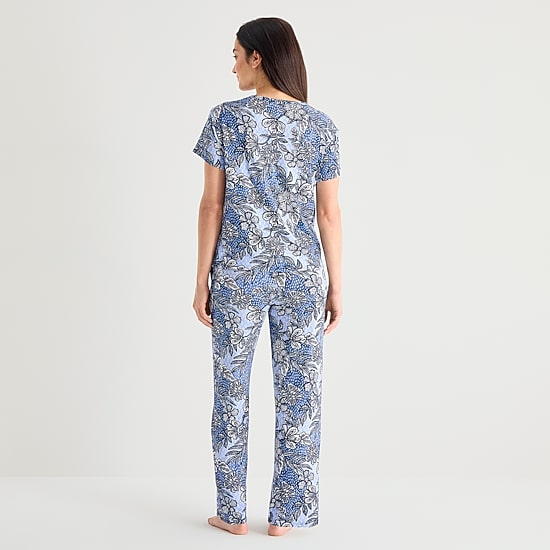 Jaclyn Womens Crew Neck Short Sleeve 2-pc. Pajama Set
