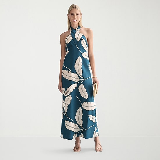 ladies halter neck dresses Everlane Dress, Ultrasoft Cotton, Pomegranate, Size XL Open back with invisible central zipper Xehuro Spring and Summer Senior