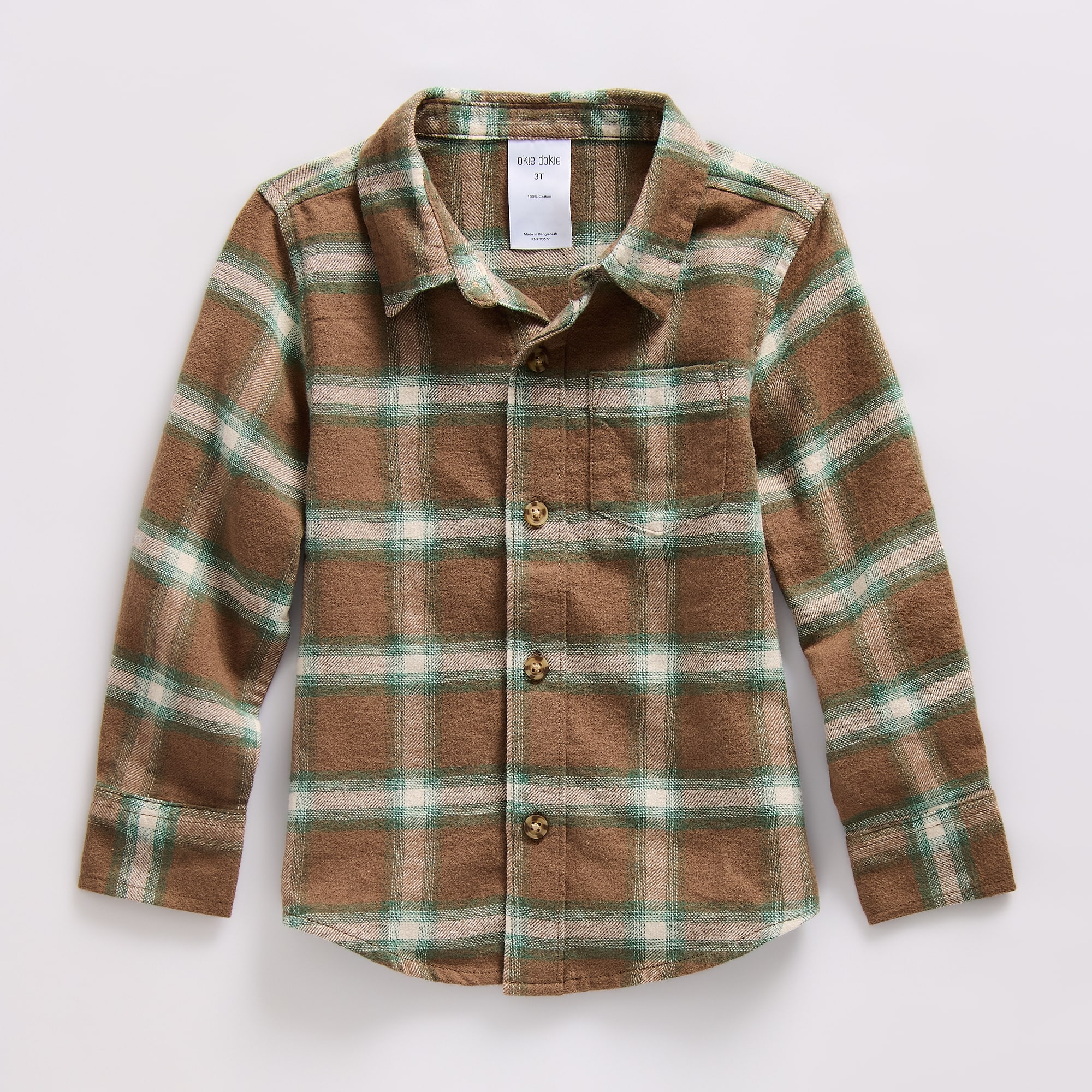 Okie Dokie Toddler & Little Boys Long Sleeve Fitted Regular Fit Button-Down Shirt