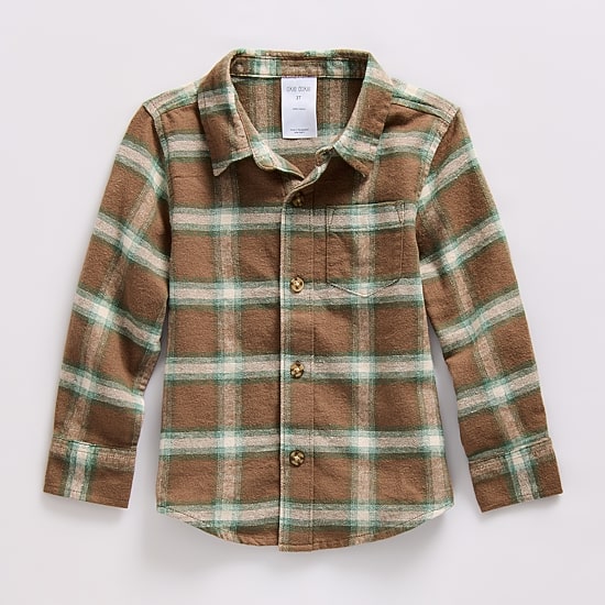Okie Dokie Toddler & Little Boys Long Sleeve Fitted Regular Fit Button-Down Shirt