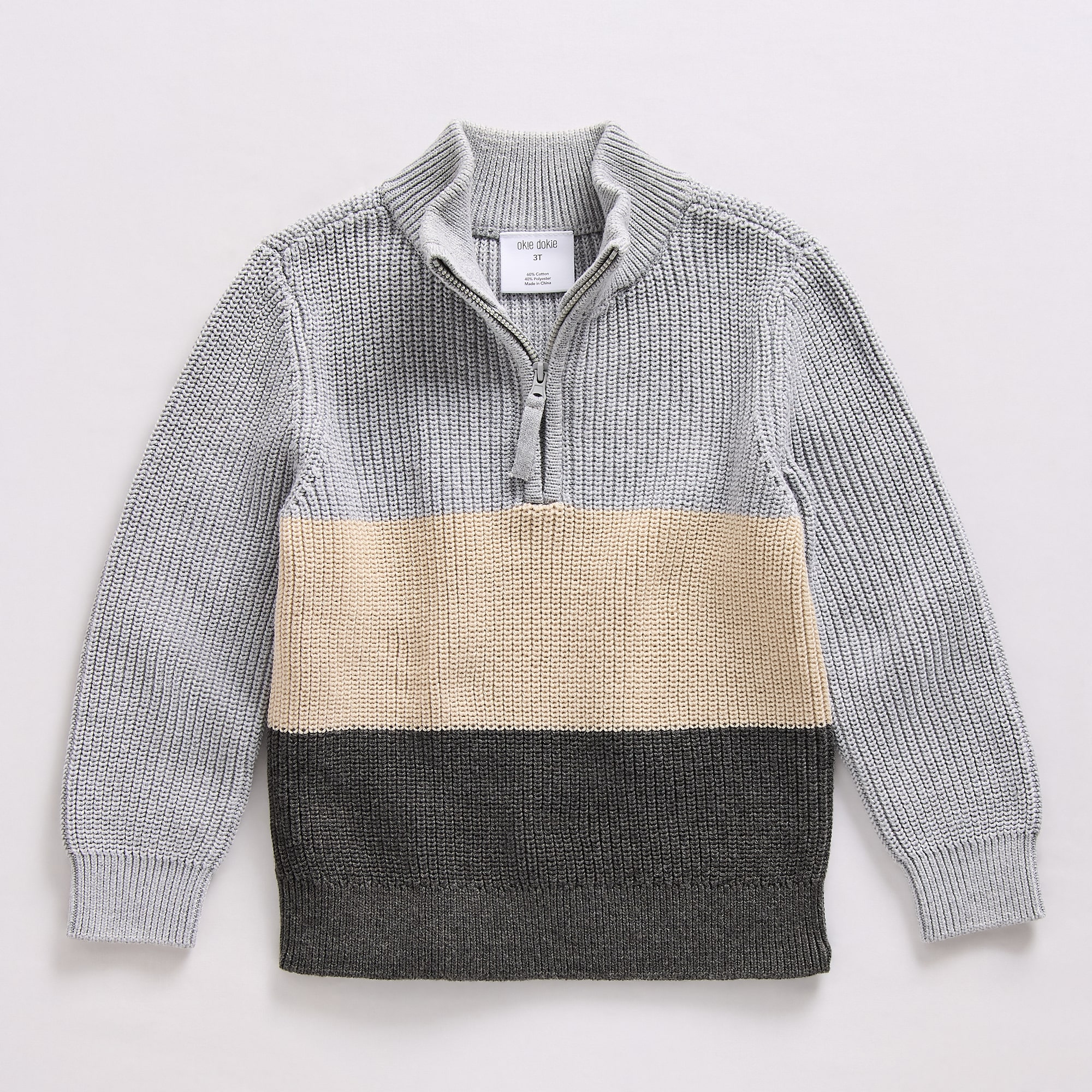 Okie Dokie Toddler & Little Boys Round Neck Long Sleeve Quarter-Zip Pullover Sweater